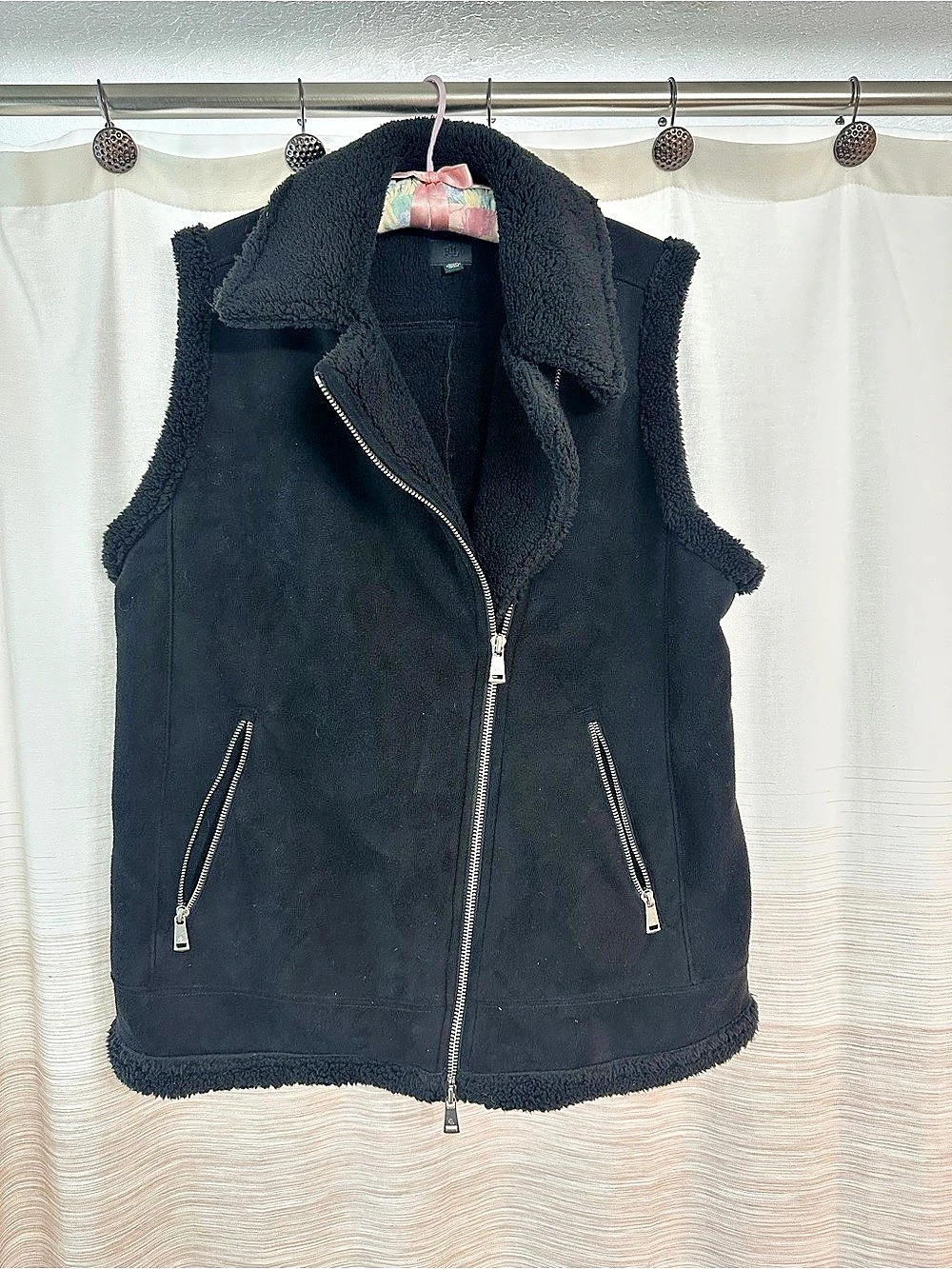 Ralph Lauren Black Faux Shearling Vest Size Large